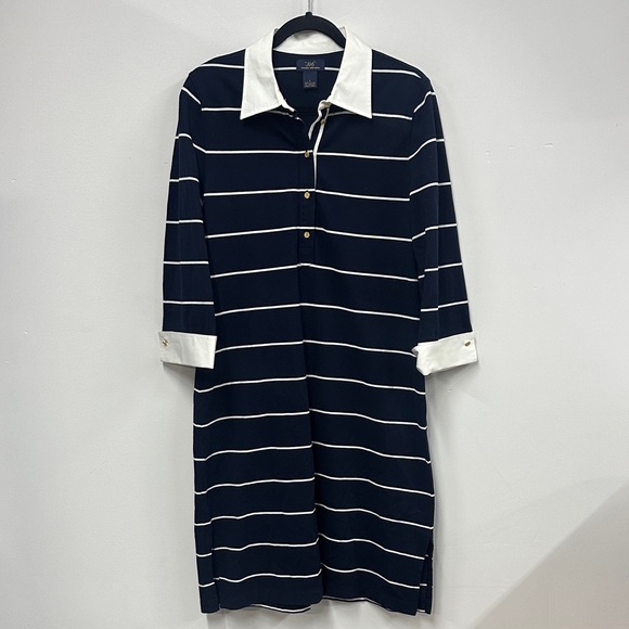 346 Brooks Brothers Dresses & Skirts - 346 Brooks Brothers Classic Navy and White Striped Long Sleeve Dress L